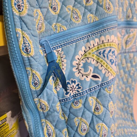 Vera Bradley Garment Bag Bermuda Blue Paisley Quilted Hanging Travel Cover 2005 - Picture 4 of 12